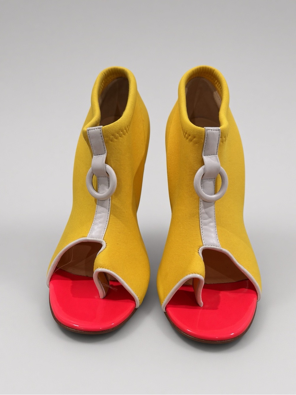 Christian Louboutin Snorkelling 100 Yellow Neoprene Fluo Pink 37.5 US 7.5 B - Picture 4 of 7